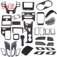 Fibra de carbono ABS para Ford Ranger Wildtrak 2015-2021, Panel de cambio de Control central de coche, pegatina de marco de elevación de vidrio para volante