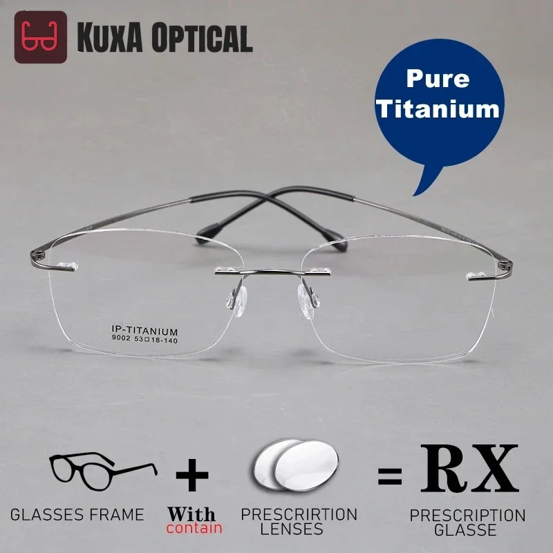 Okulary korekcyjne KUXA 2g Urltra-Light bez oprawek, soczewki optyczne, okulary na krótkowzroczność, męskie, personalizowane, progresywne, z czystego tytanu.