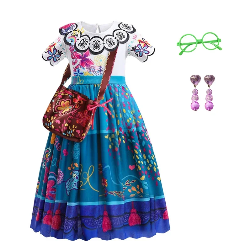 Vestido de Mirabel con encanto para niñas, disfraces de Cosplay de Madrigal, vestidos de Isabella para niños, Carnaval, Halloween, ropa de fiesta de cumpleaños, 4-10 años