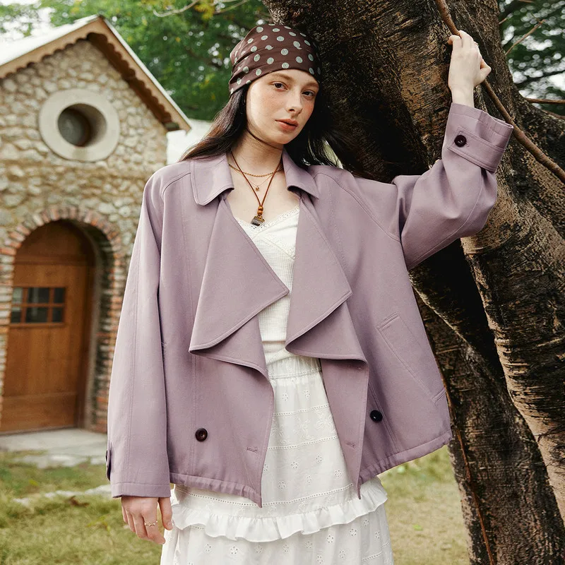 OLrain Frau Oversize Jacken Pendeln Kordelzug Graben Mantel Frau 2026 Frühling Solide Volle Hülse Weiblichen Kurzen Mantel GO58CW002815