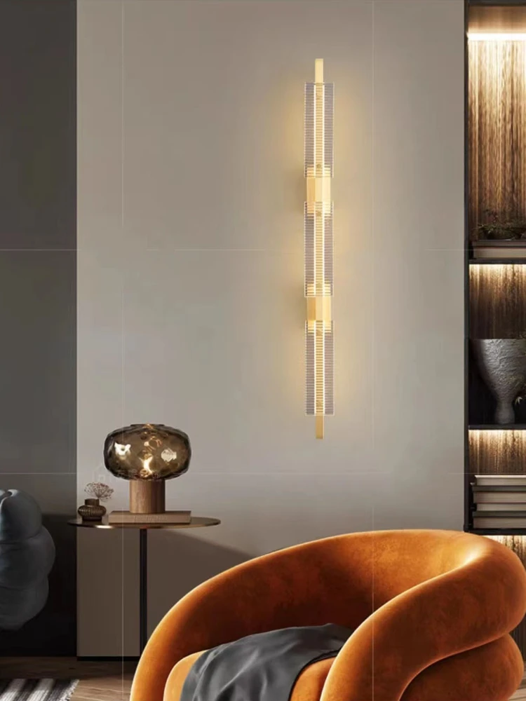 New Nordic modern minimalist and luxurious all copper wall lamp for living room, bedroom, bedside, high-end wall lamp