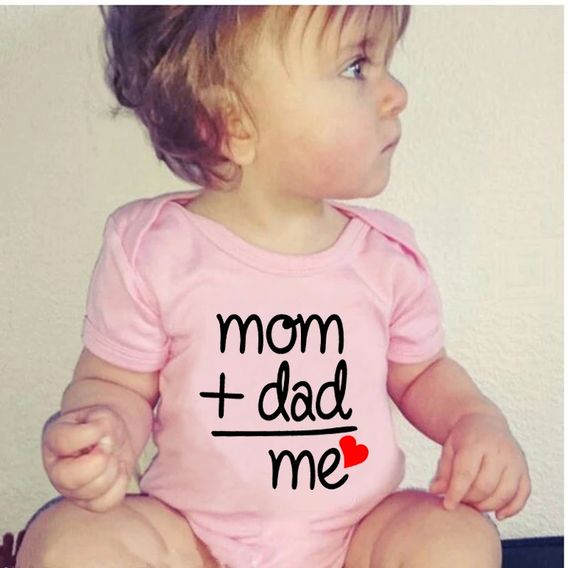 Dad Plus Mom Equals Me Funny Letter Baby Bodysuit Baby Boys Girls Romper Cotton Infant Onesie Newborn Baby Clothes