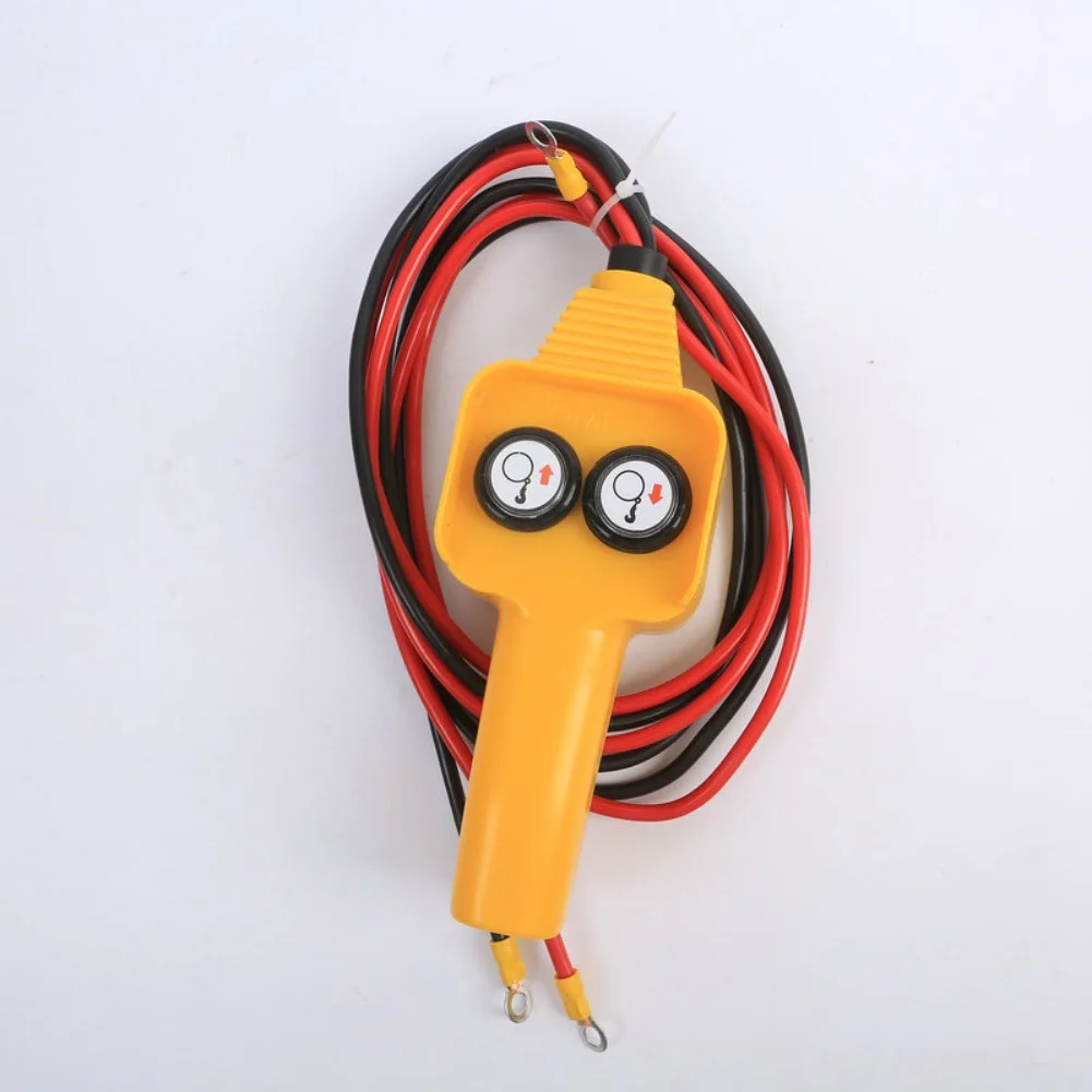 1Pc 12V Yellow Hand Control Switch Forward Reverse Button For Crane Hoist 2000-4500lbs Electric Controller Tool