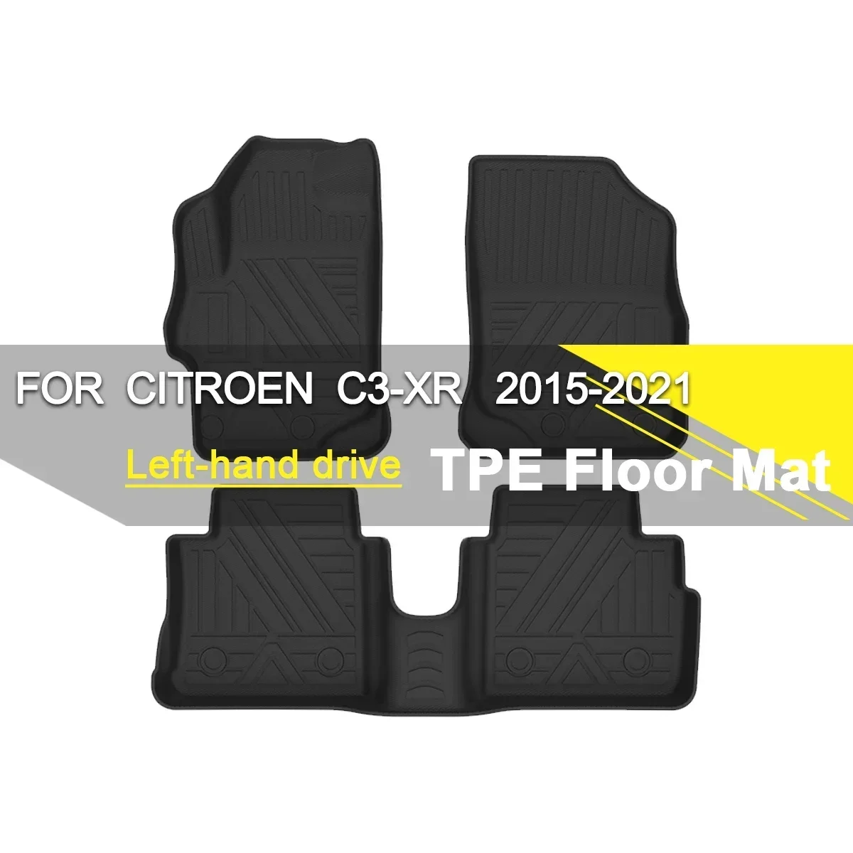 

Car Floor Mat TPE Rubber Waterproof Non-Slip Fully Surrounded Refit Left Hand Drive Car Accessories for CitroenI C3-XR 2015-2021