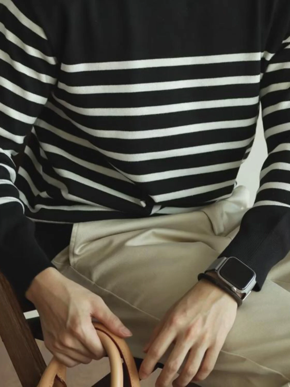 

Men's Premium Slim Fit Long Sve Knitted Sweater Striped Wool Sea Soul irt American Sle Base Layer round Ne Pullover