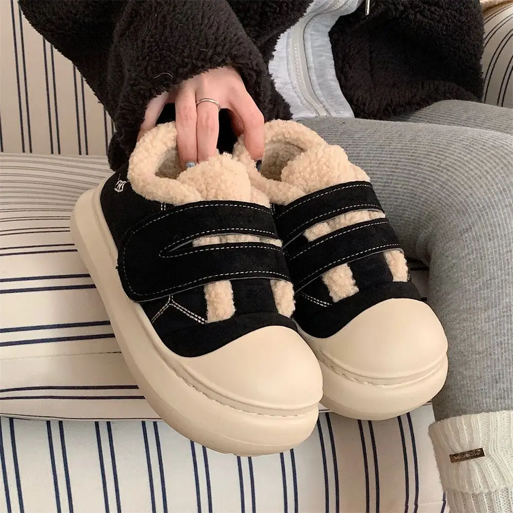 

Women's Fleece-Lined Velcro Athletic Sneakers Anti-Slip Thick-Sole Casual Skate Shoes Winter Fur-Lined Boots Warm