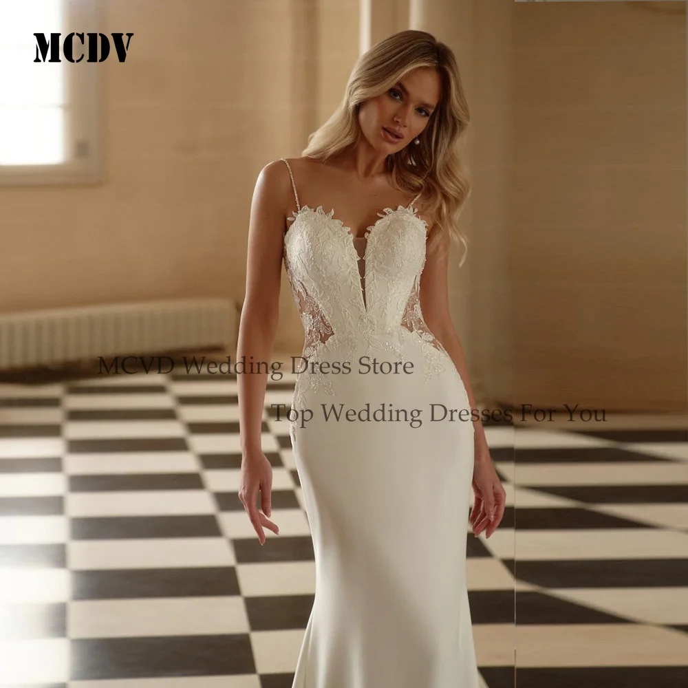 MCDV 우아한 웨딩 드레스 스파게티 스트랩 레이스 아플리케 인어 Vestidos De Novia Sweetheart 2025 절묘한 신부 가운