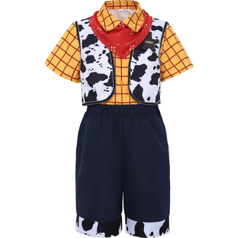 New Cosplay Costume Cartoon Short Sleeved Digital Printing Vest Pants Suit Performance Party Role Playing Outfits for Boys