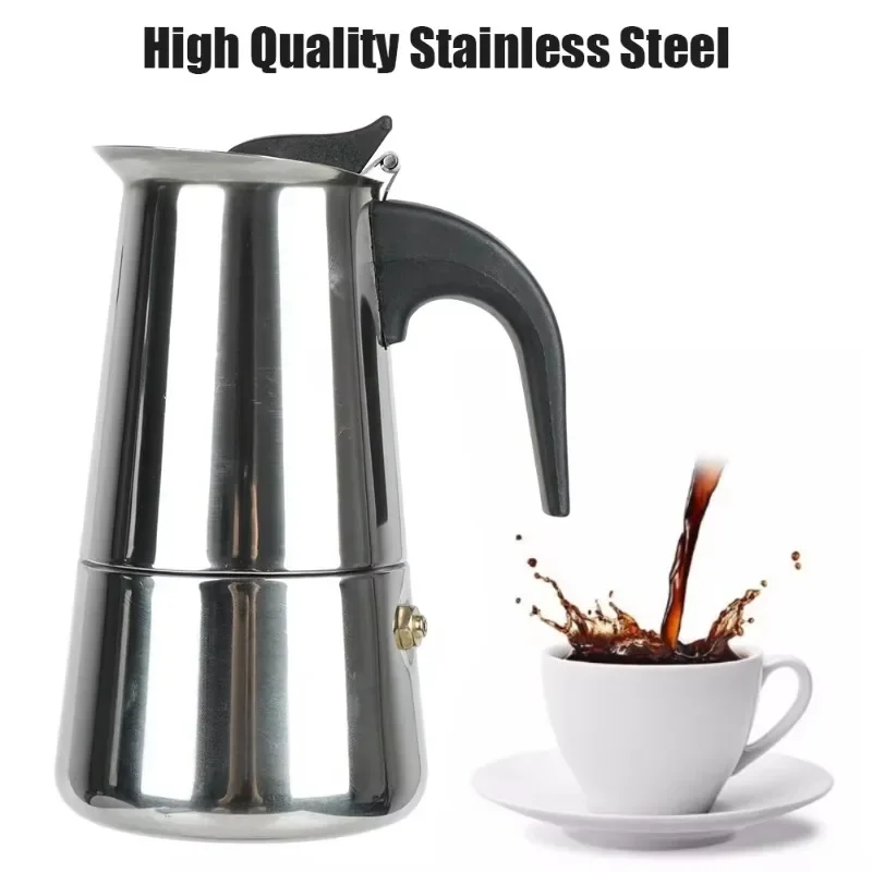 100-600ml Espresso Coffee Maker Stainless Steel Italian Coffee Machine for 2-12 Cups Mocha Latte Stovetop Filter Kettle Moka Pot