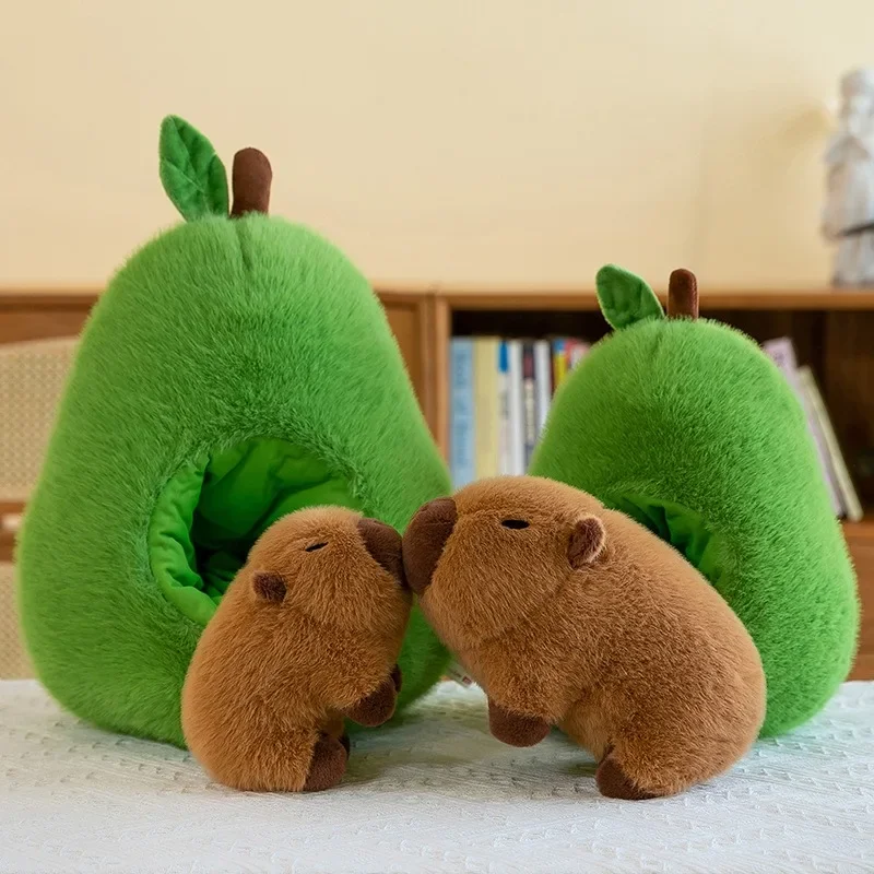 Avocado Plush Toy Capybara Doll Capibala Sleeping Pillow Large Plushie Kawaii Creative Fruit Rag Cushion Boys Birthday Gifts