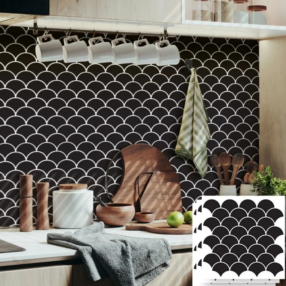 Self-adhesive 3D Wall Tile PVC Waterproof Wall Sticker Fish Scale Mold Resistant Kitchen Backsplash For Kitchen Bathroom