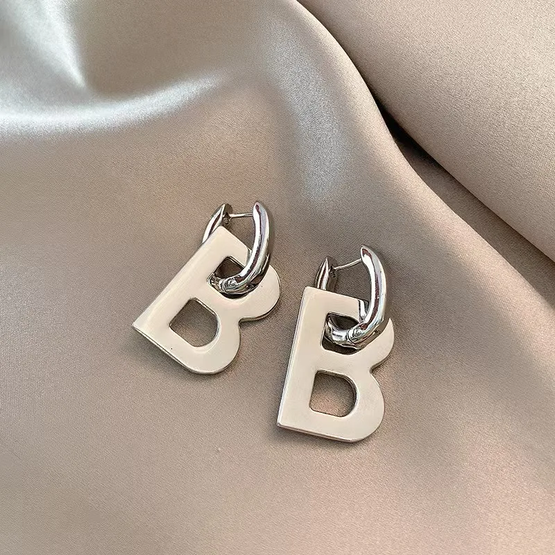 Trendy Elegant Letter B Drop Earrings for Women  Minimalist Gold Silver Color  Earring Jewelry