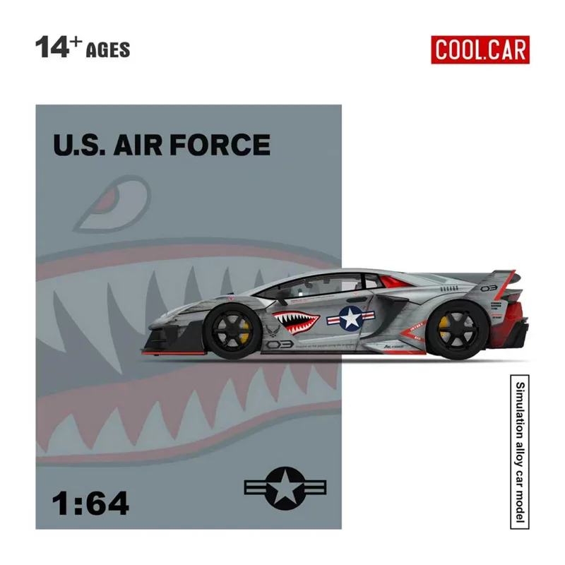 PreSale CoolCar 1:64 Air Force Grey Aventador GT EVO Shark Die-Cast Car Model Miniature Gifts