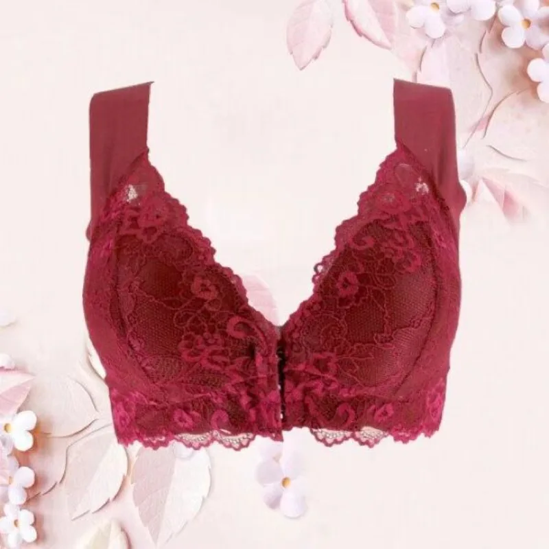 

Full Cup Bra Lingerie Women Comfortable Sexy Lace Underwear Front Buckle Non-adjusted Straps No Steel Ring Breathable Bras