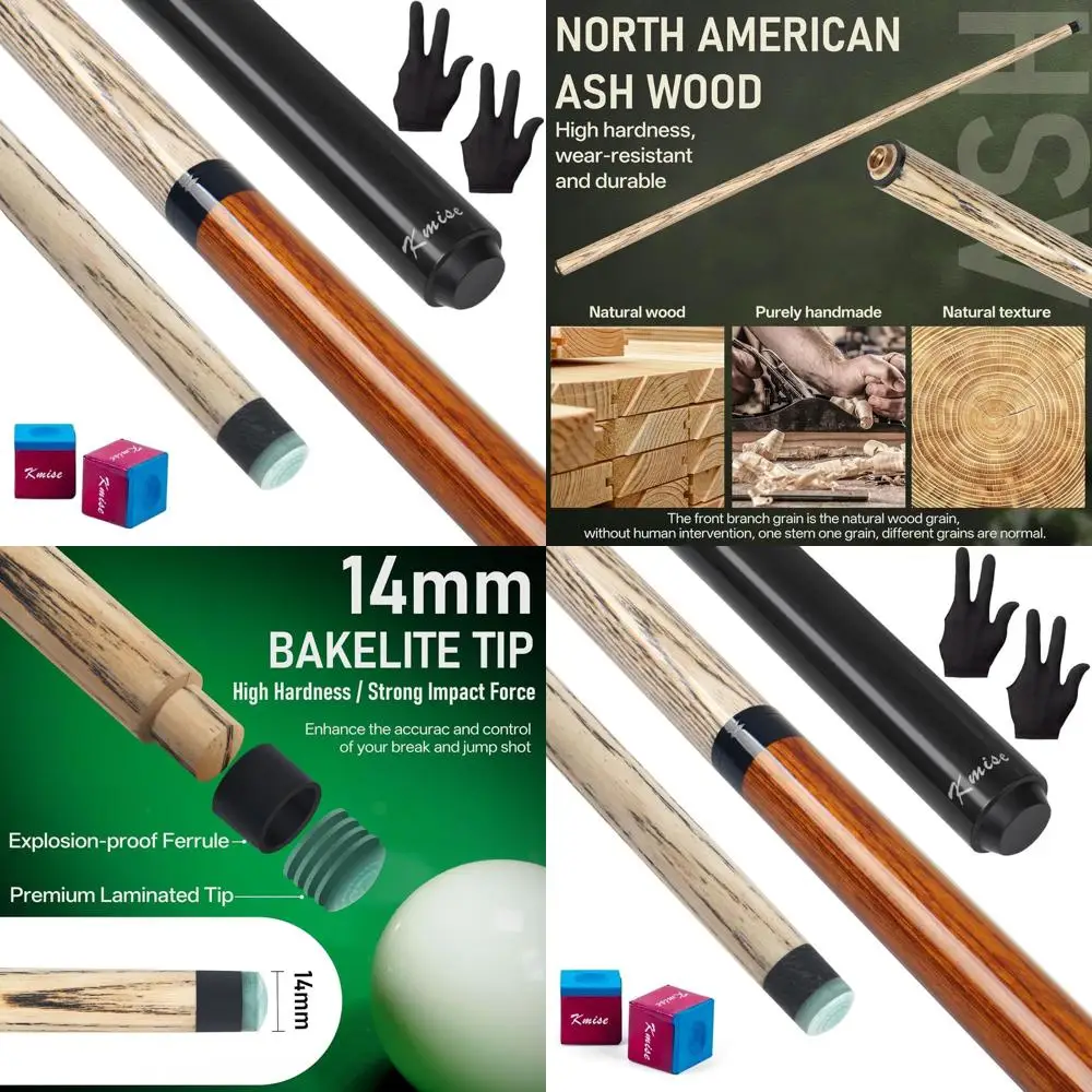 Powerful 21-28oz Jump & Break Pool Cue for Explosive Shots, 14mm Pro Tip, Chalk & Glove Included