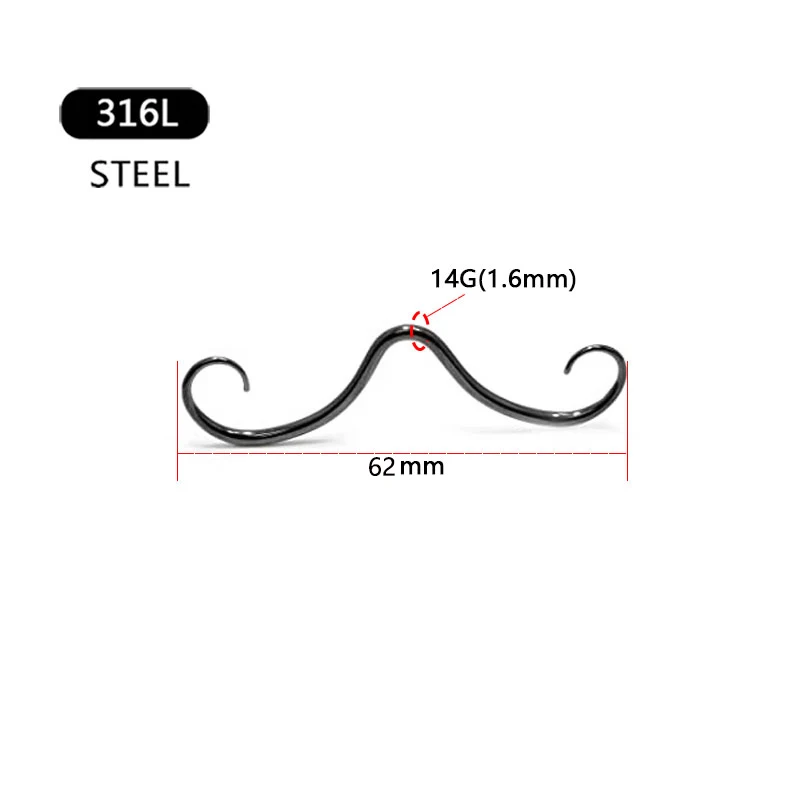STARBEAUTY 1Pc  Septum Mustache Ring Body Piercing Jewelry for Women Men 14G 316L Surgical Steel Nose Stud Punk Jewelry