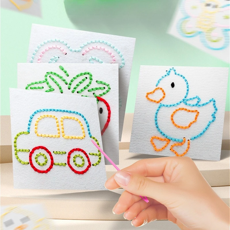 10pcs Beginner Sewing Kit, Entry-level Set, Including Plastic Needles, Thread, DIY Sewing Board, Children's Felt Craft, Felt Kit
