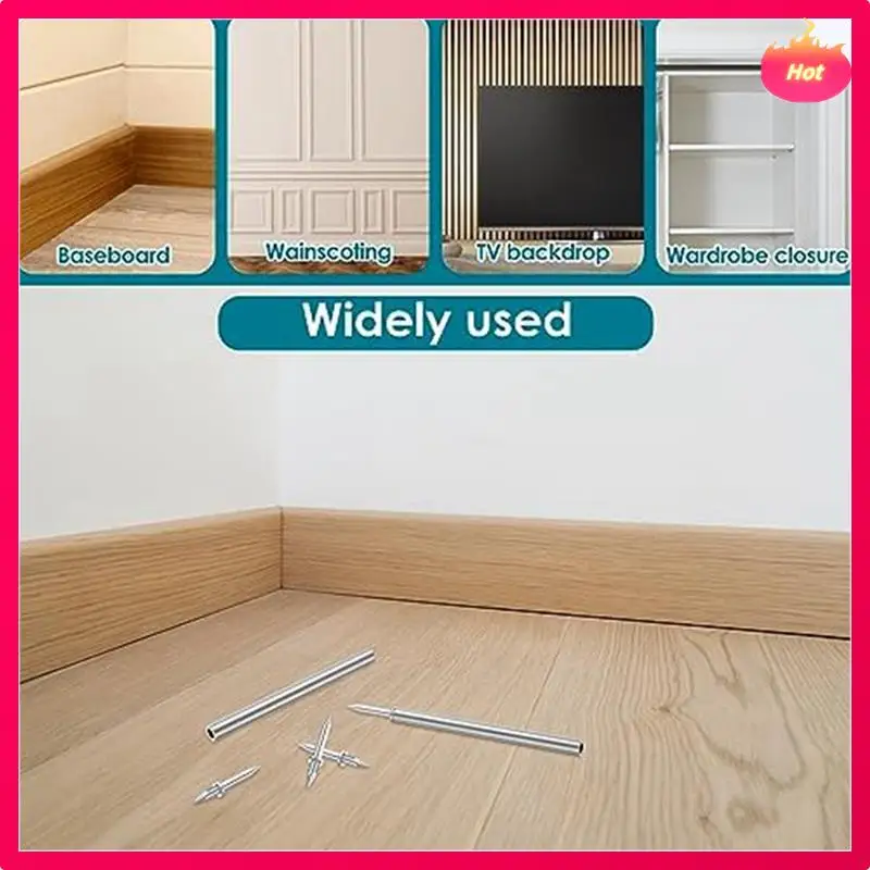 Chiodo senza giunture con filettatura per battiscopa a doppia testa da 400 pezzi, set di viti per filettatura per battiscopa antiruggine senza traccia con 4 aste, con chiodo