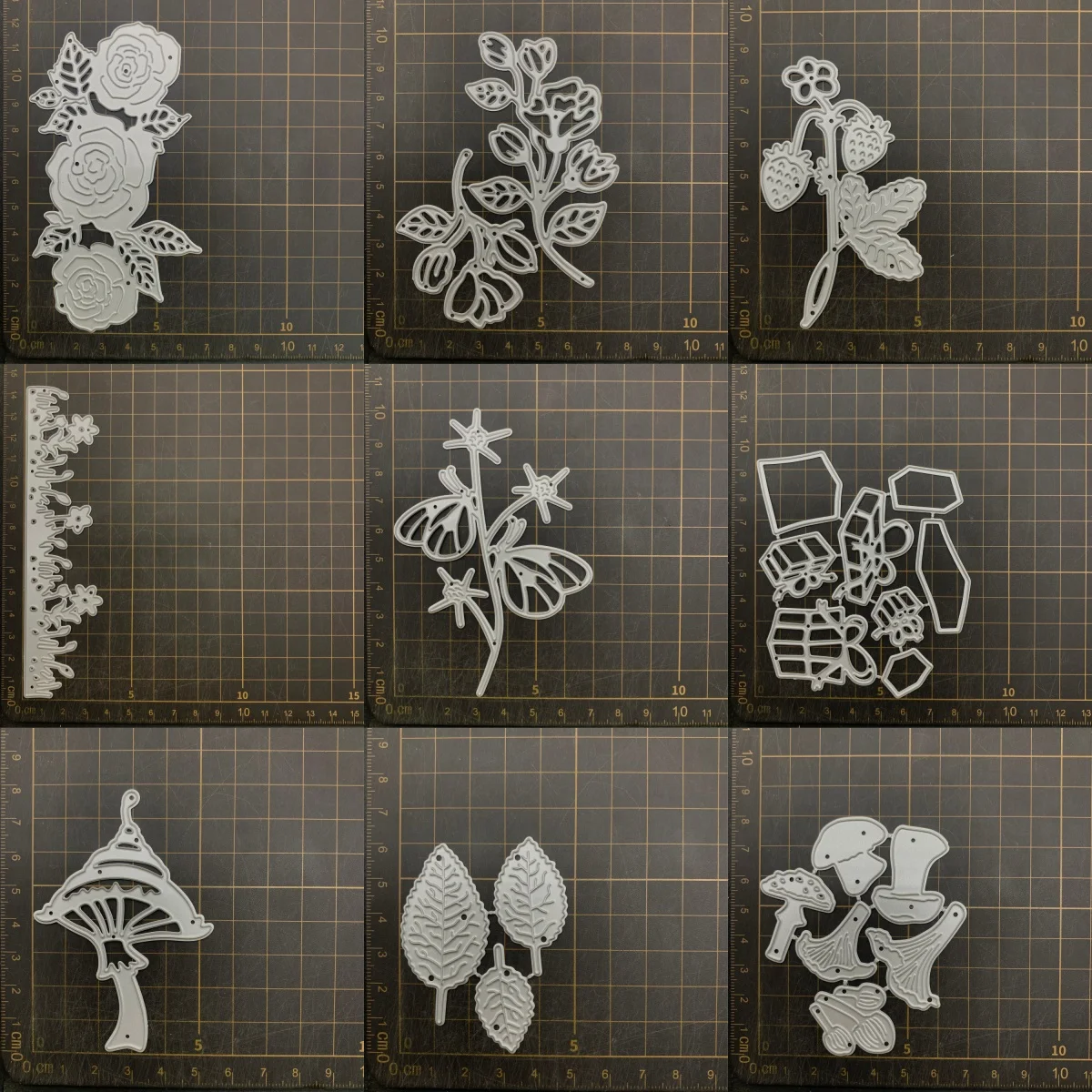 

9 видов металлических вырубных форм в виде грибов-роз для скрапбукинга, декоративного тиснения и рукоделия