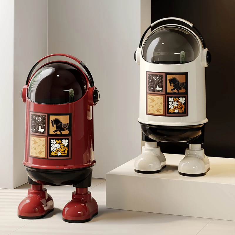 Medieval Vintage Standing Trash Can With Feet Flip Lid Double Bucket Aesthetic Home Decor Garbage Bin