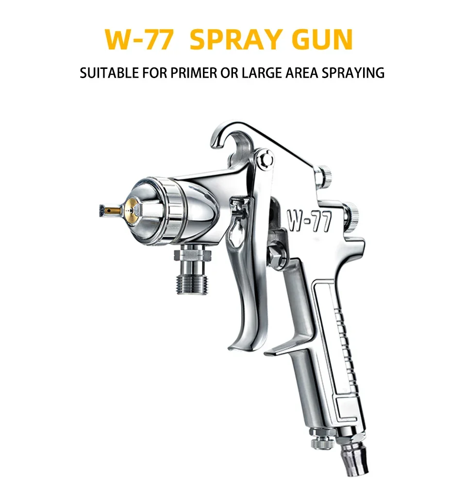 Imagem -05 - Pneumático Airbrush Pulverizador Pistola de Pulverização Liga Pintura Atomizador Ferramenta com Hopper para Pintura Carros Alta Qualidade W77 Profissional