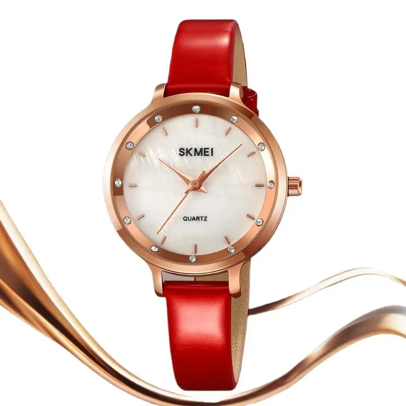 SkmeiFashion นาฬิกาผู้หญิงเรียบง่ายรอบตัวชี้นาฬิกาผู้หญิงส่วนบุคคลกันน้ําผู้หญิงนาฬิกาควอทซ์นาฬิกา