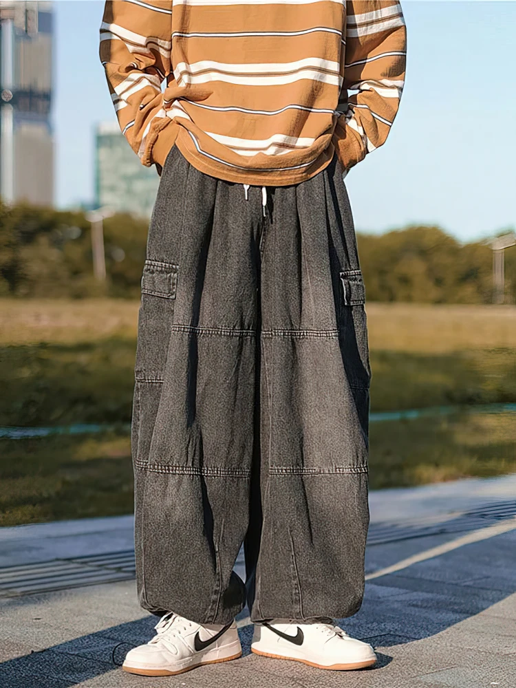 Y2k فضفاض الجينز الرجال الشارع الشهير المال القديم خمر السراويل البضائع جديد روك كاوبوي الركض واسعة الساق السراويل الدنيم كبيرة الحجم