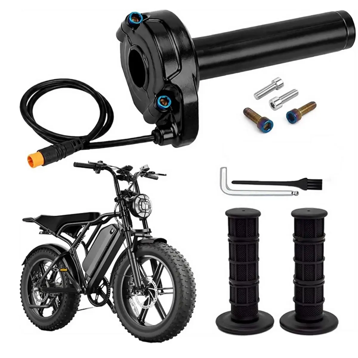 Ebike Full Twist Throttle for TST R002 12-72V, 3 Pin Ebike Throttle Grip Kit for TST Electric Dirt Bike 5