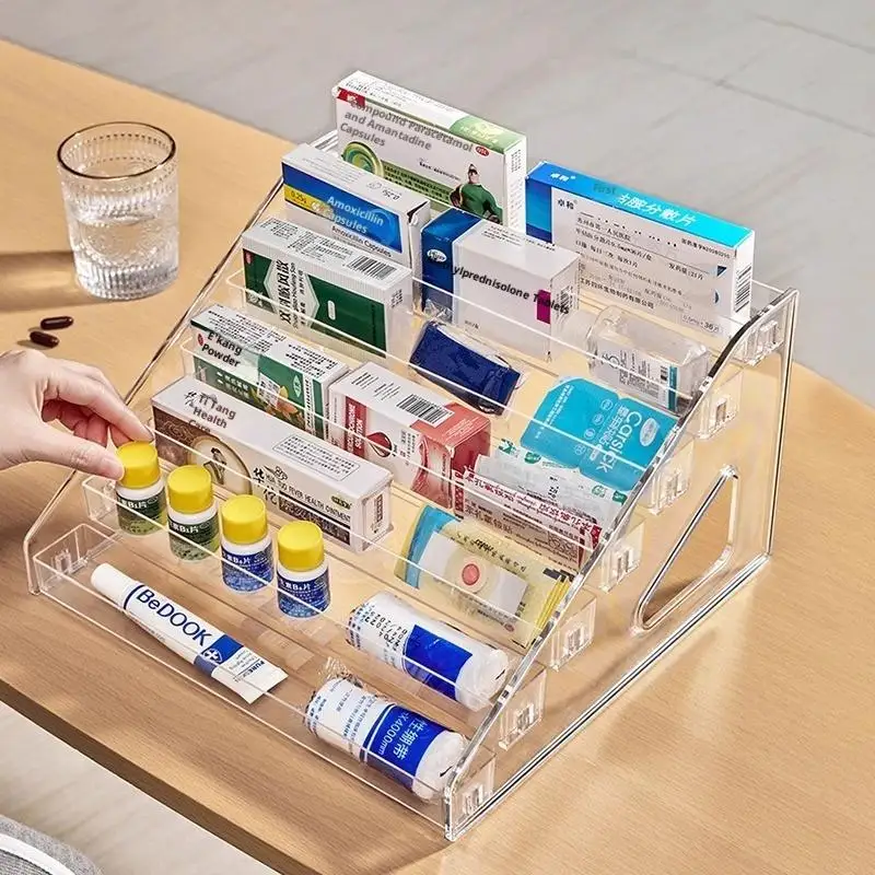 Acrylic Multi Layer Cosmetic Display Stand Nail Polish Lipstick Storage Organizer For Salon Counter