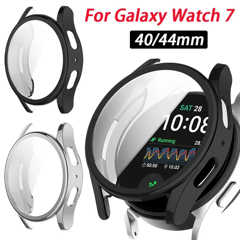 Correa de Metal y funda protectora de TPU suave para Samsung Galaxy Watch 7, correa de reloj de 44mm para Galaxy Watch 7, marcos de cubierta protectora de 40mm