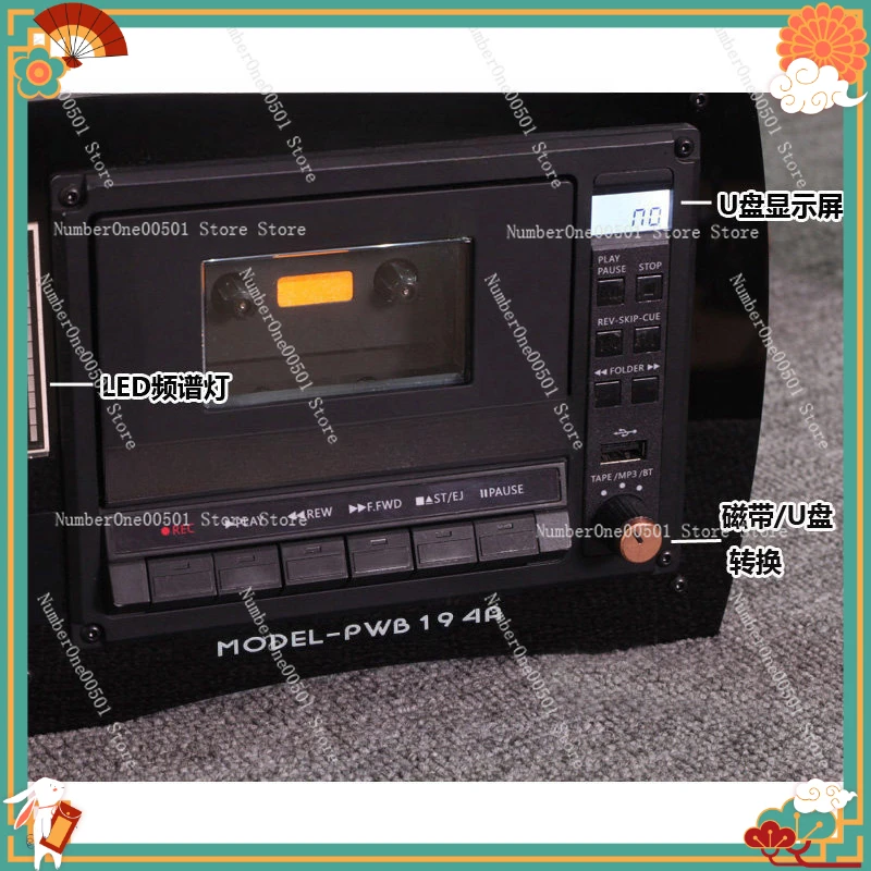 Desktop Cassette Deck Recorder Player Bluetooth Playback Headphone Amplifier Vintage Tabletop Tape Machine