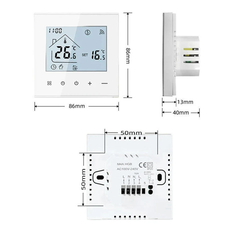 Tuya Warm Floor Thermostat 16A Smart Wifi Temperature Controller Water Heating Thermostat Of Remote Control For Home White