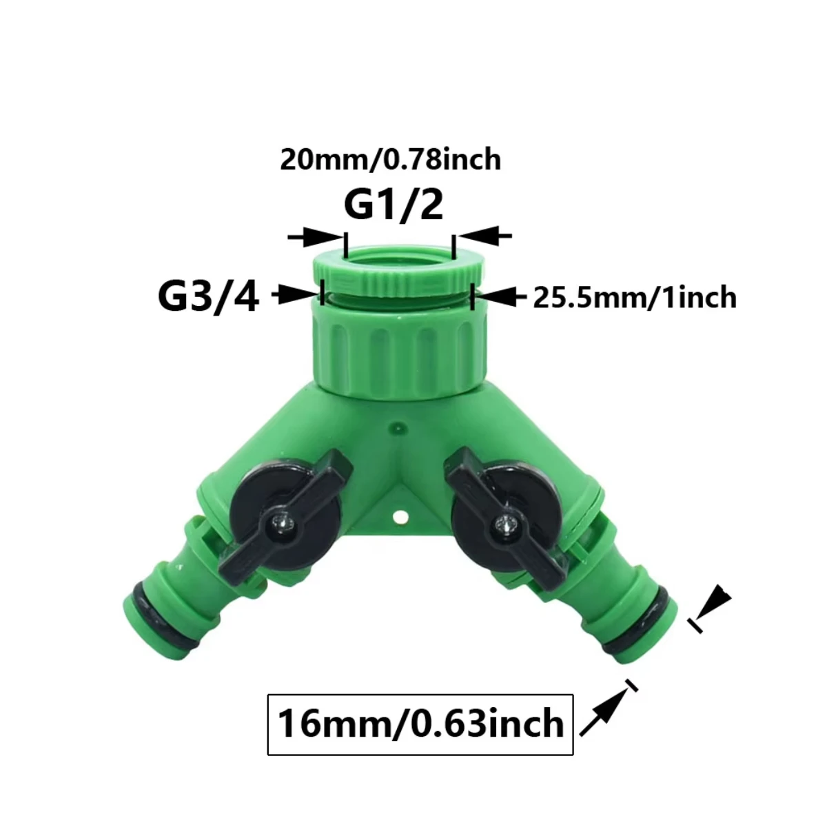 1-20PCS 1/2 3/4 Thread 2-way Tap Hose Water Splitter Garden Tap Y Splitter Watering Fittings Adjustable Switch Joints