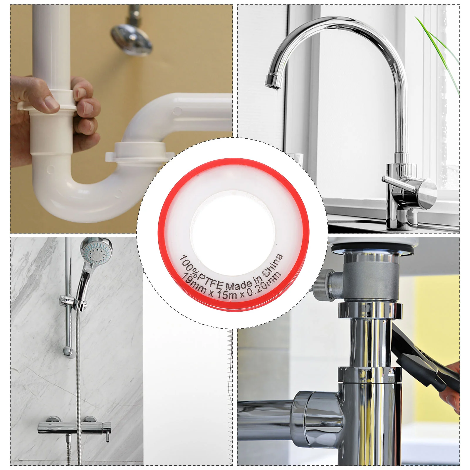 

10 Rolls Plumbers Tape Lightweight Compact Sealing Tape Anti-Leakage for Water Gas Tubes Simple Application Method Household