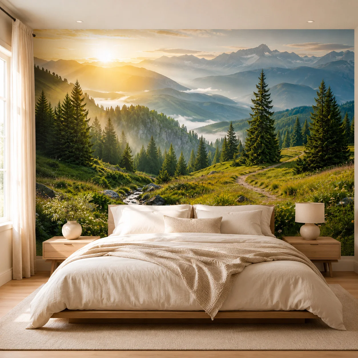 ورق جدران بمنظر غابة جبلية، لو - مراجعة Sunrise Home Textiles & Apparel وسعره