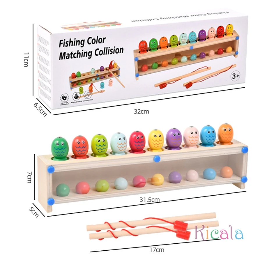 Montessori Wooden Educational Game Wooden Magnetic Fishing Game for Fine Motor Skills Logical Thinking Memory Board Game