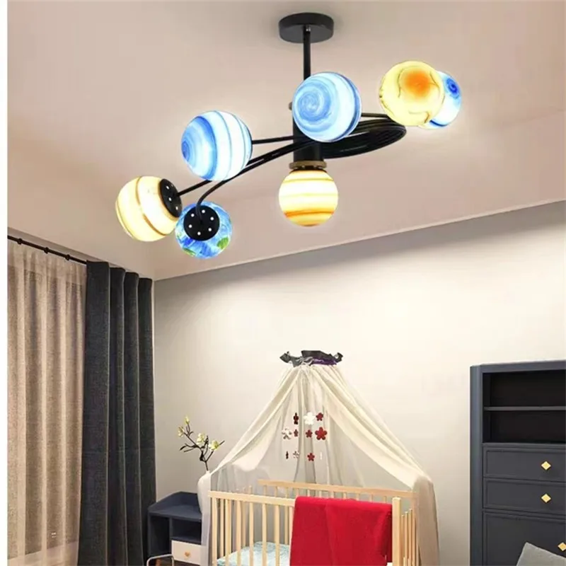 Scandinavian ceiling light LED Hand Drawn Planet light Bedroom Restaurant living room kitchen kids room decoration light