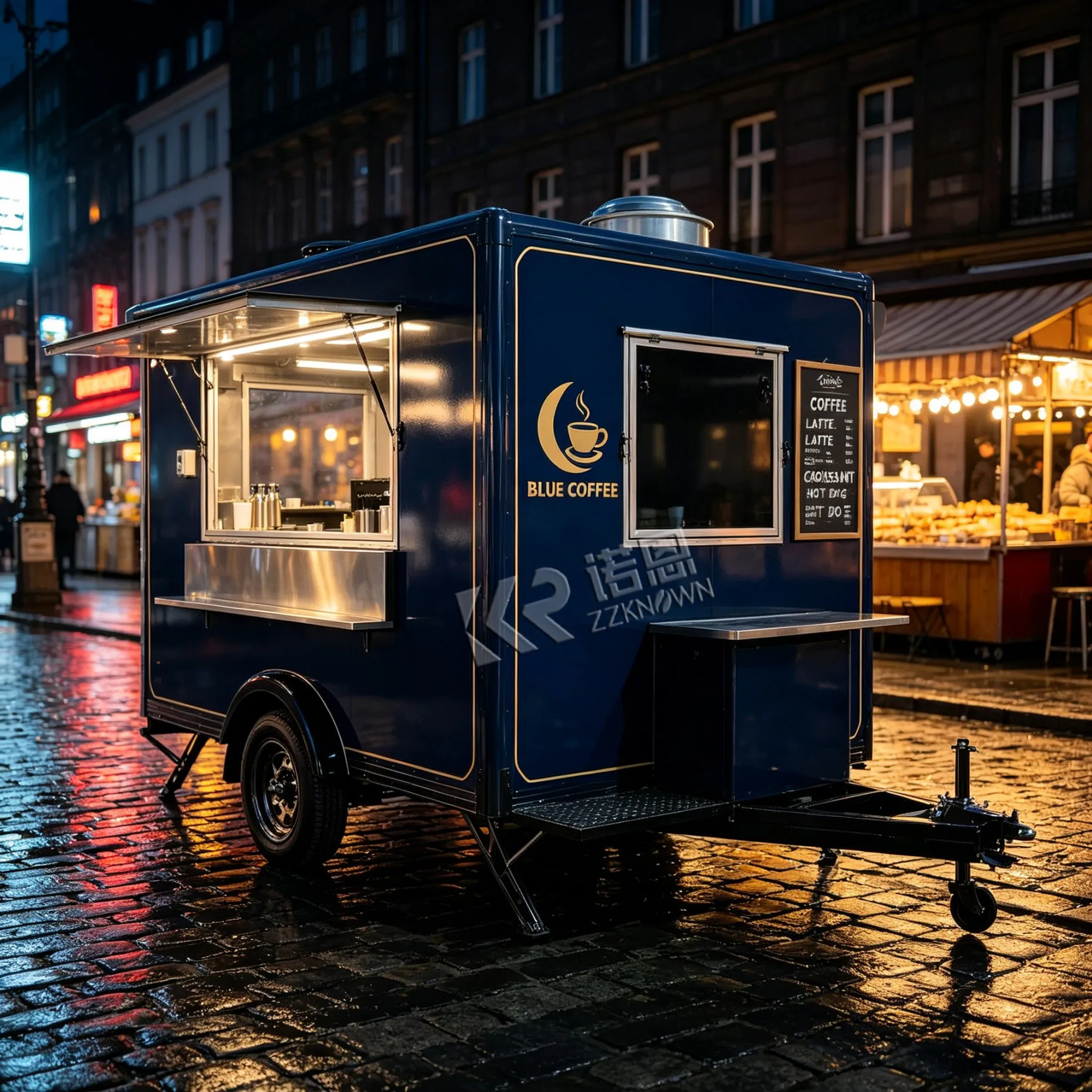 Luxury Commercial Food Truck Ice Cream Food Cart Crepe Smoothie Dessert Pancake Food Trailer with Air Conditioner