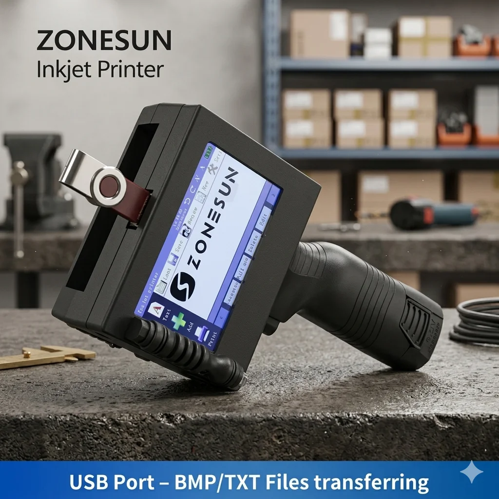 ZONESUN ZS-HIP254 Handheld Inkjet Printer 25.4mm Large Character Multilingual Batch Expiry Date QR Barcode Logo Printing Machine