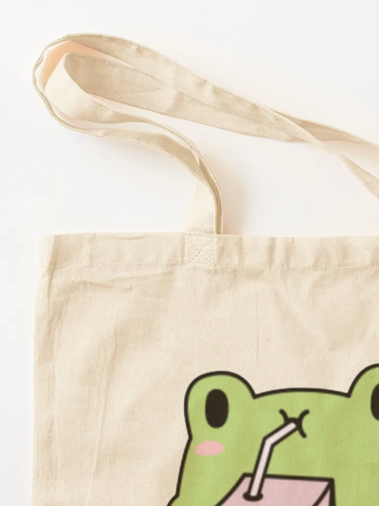 Froggie sipping a milk box Tote Bag shopper bag women canvas tote bag university eco folding shopper woman