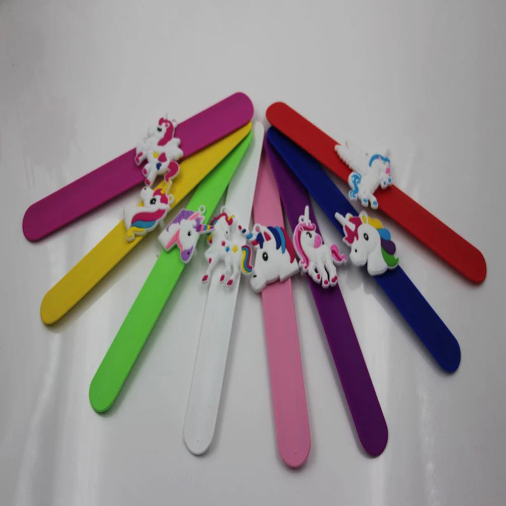 

6 pcs Silicone Bracelets Safe Material Kids Gifts Party Supplies Unicorn Slap Ideal Birthday Game Prizes Students New Year