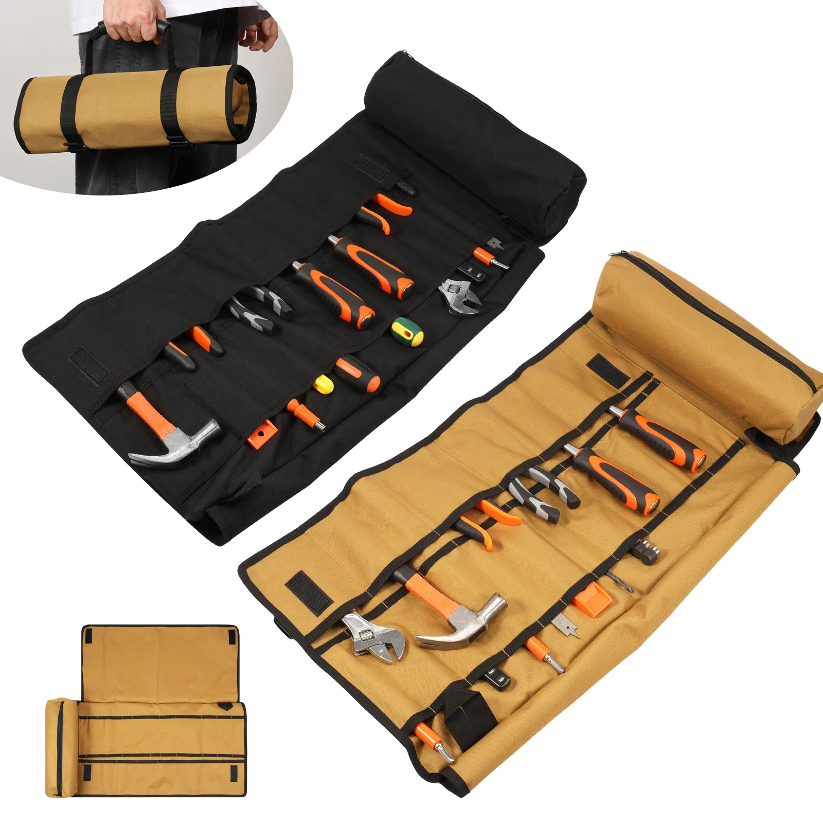 

Сумка-органайзер для гаечных ключей из ткани Оксфорд, рулонный ключ, свернутая сумка, большая вместительная сумка для хранения инструментов, прочная холщовая конструкция