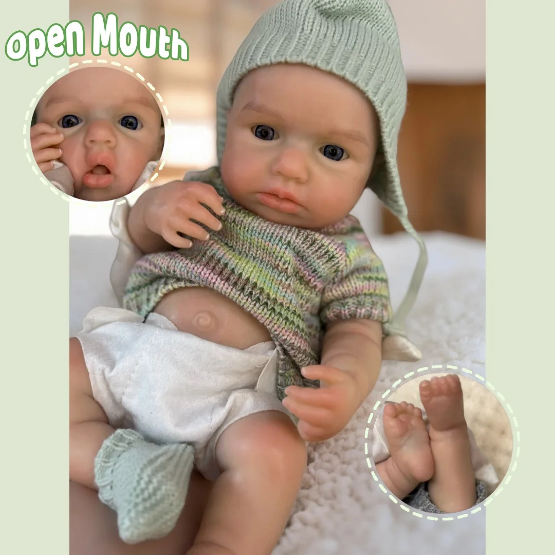 

Роспись с открытым ртом, 13-дюймовая однотонная силиконовая кукла Bebe Reborn Girl, мягкая на ощупь, ручная работа, новорожденные девочки, идеально подходит в качестве подарков