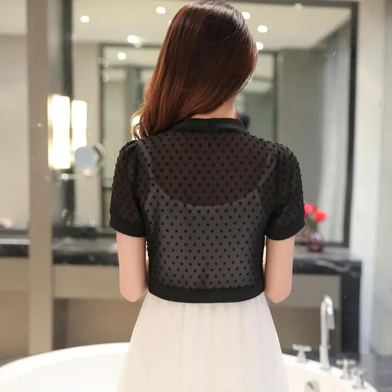 Women Bolero Summer White Black Short Sleeve New Shrugs Lace Bolero Bridal Cape Evening Formal Party Dress Cape Shawls and Wraps