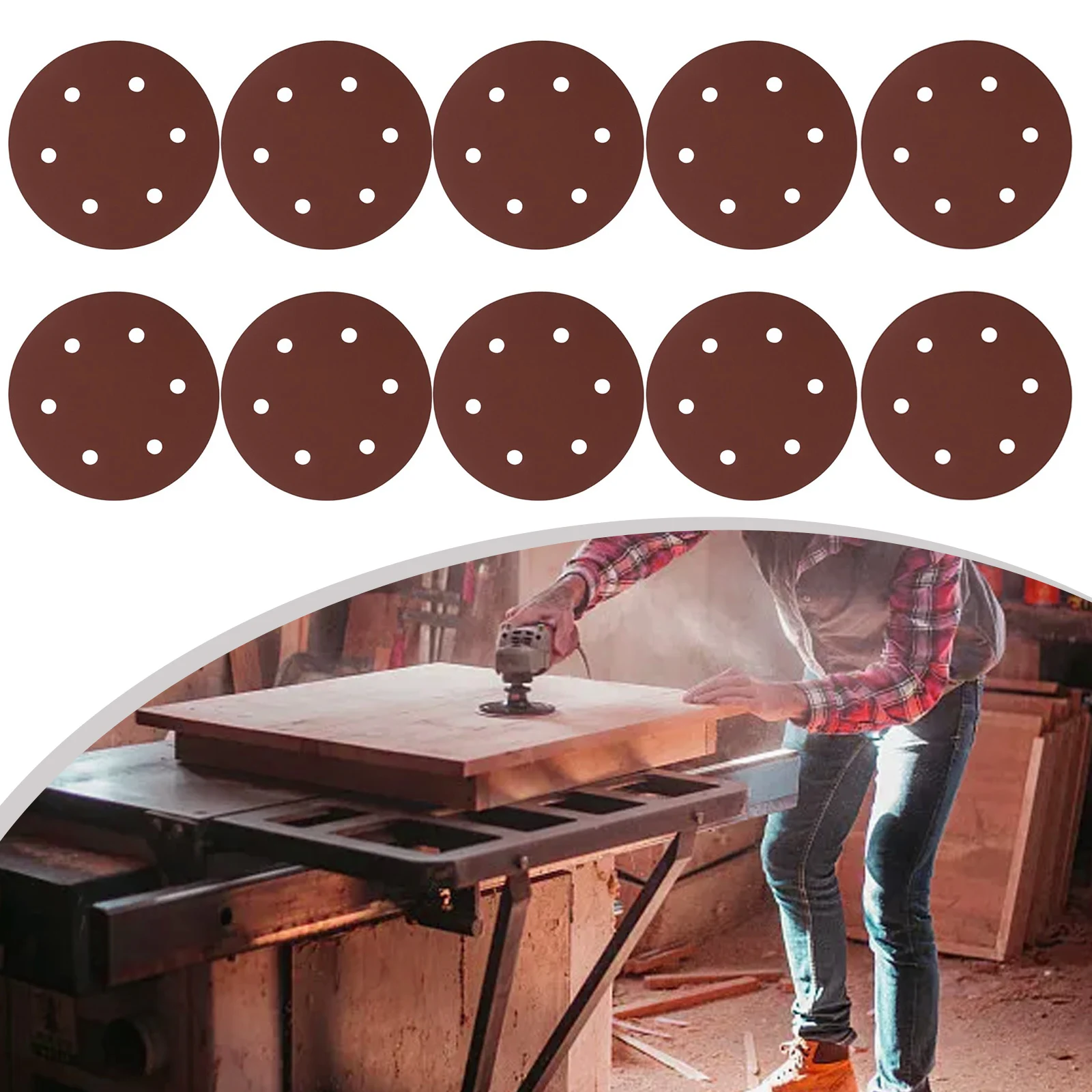 10pc 9Inch 225mm Sandpaper 6 Hole Round Sandpaper Disk Sander Disc 40-2000grit Hook And Loop Sanding Grinding Disc Abrasive Tool