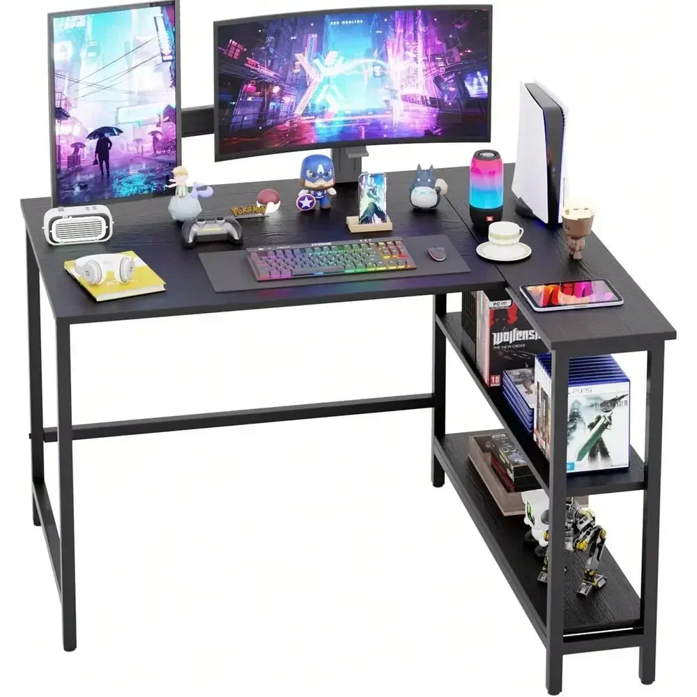 Inch LShaped Computer Desk,Gaming Desk With Durable Metal Frame,Corner Desk With Reversible Storage Shelves For Home Office Gam