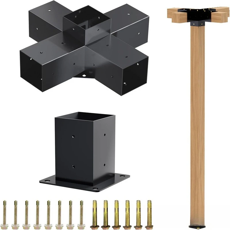 Pergola Bracket Cross Bracket Set 3 Way Right Angle Bracket Rear Seat Kit Wooden Beam Gazebo Patio Chalet