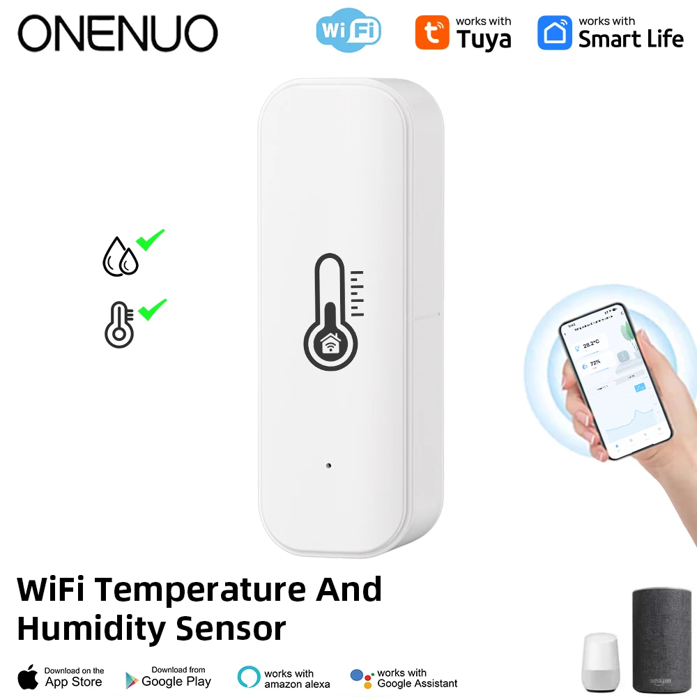 1/2/4 Stück Tuya WiFi Smart Temperatur- und Feuchtigkeitssensor, batteriebetrieben, unterstützt Smart Home Security, funktioniert mit Alexa Google Home