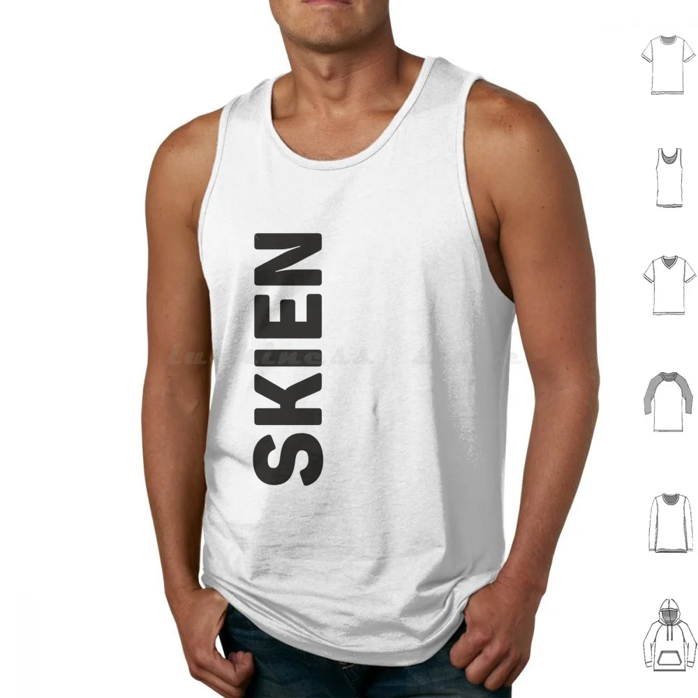 Skien Tank Tops Print Cotton Skien Norway Travel Skien Vertical Text Skien Sideways Text Skien Black Text Skien