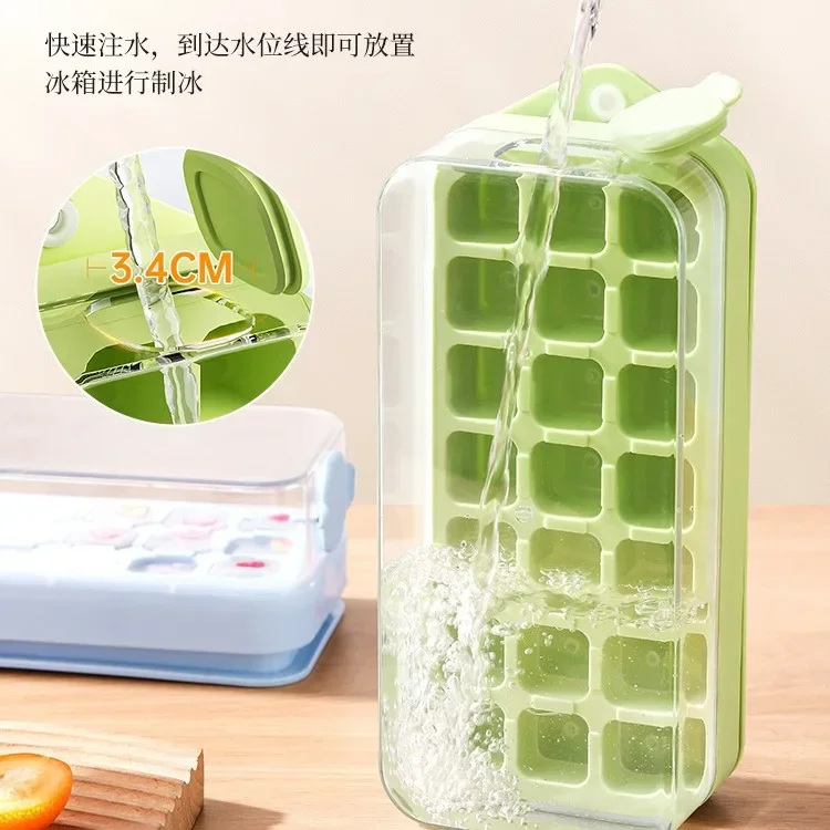 21 Grid DIY Square Ice Maker Ice Cube Tray Mould with Lid for Cocktail Whiskey Tea Coffee,Household Ice Cubes Making Mold